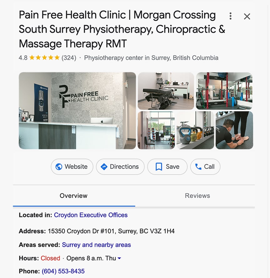 vancouver physical therapy clinic marketing google south surrey